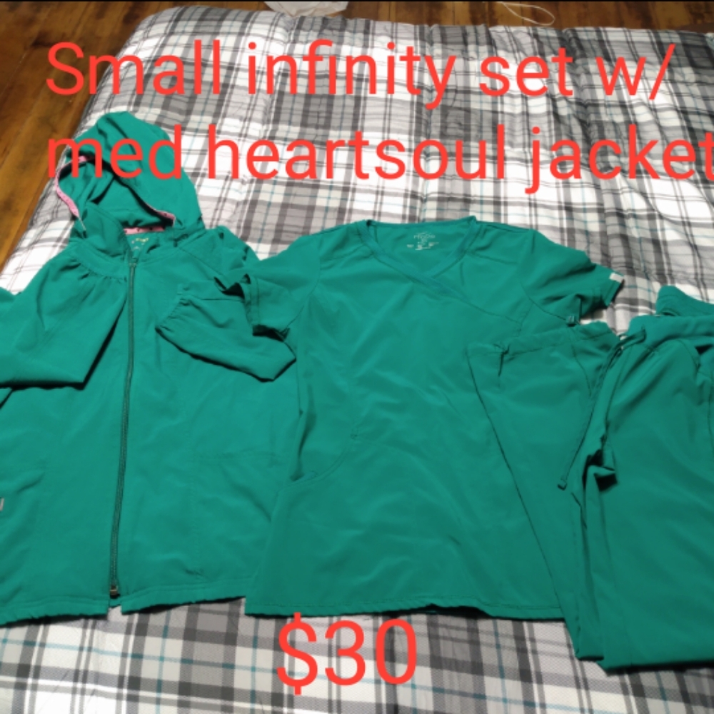 Small Infinity scrub set w/ med heartsoul jacket